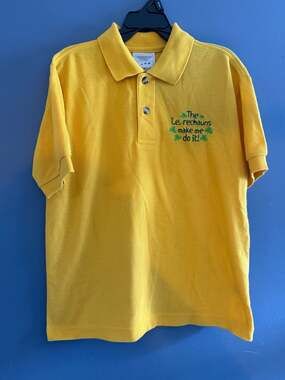 Vintage Yellow Polo Shirt screen stars- The Leprechauns Make Me Do It! Size 7/8
